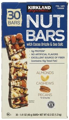 Nut Bars with Cocoa Drizzle & Sea Salt