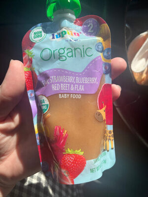 Pear, strawberry, banana, red beet, flax