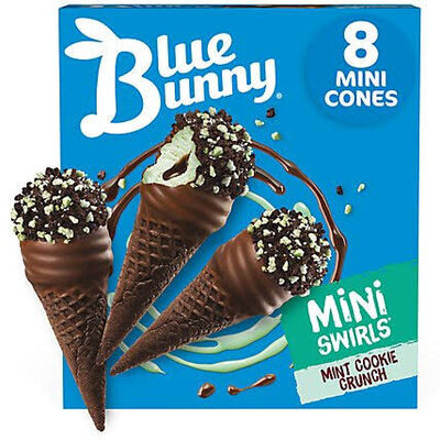 Vanilla flavored ice cream peanut butter swirls dipped cone pieces, pb 'n cones